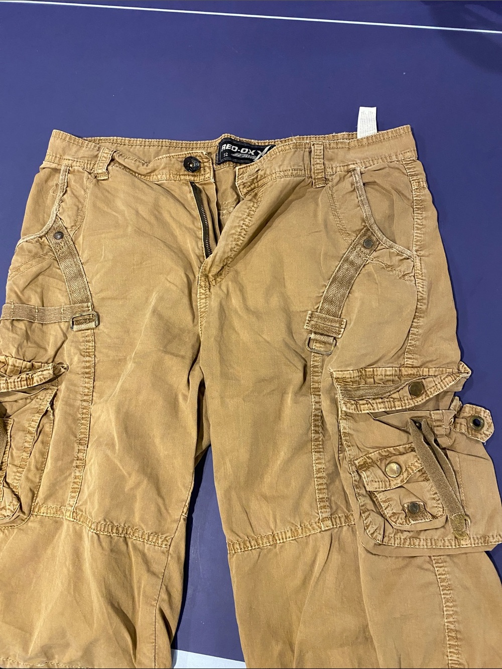 Men's Tan Cargo Utility Pants with Multi-Pocket Design